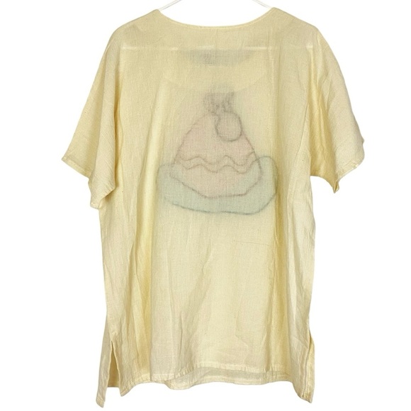 Alfredo’s Wife Tunic Top Womens Medium Made In USA Cream Organic Cotton Shirt - Picture 2 of 11
